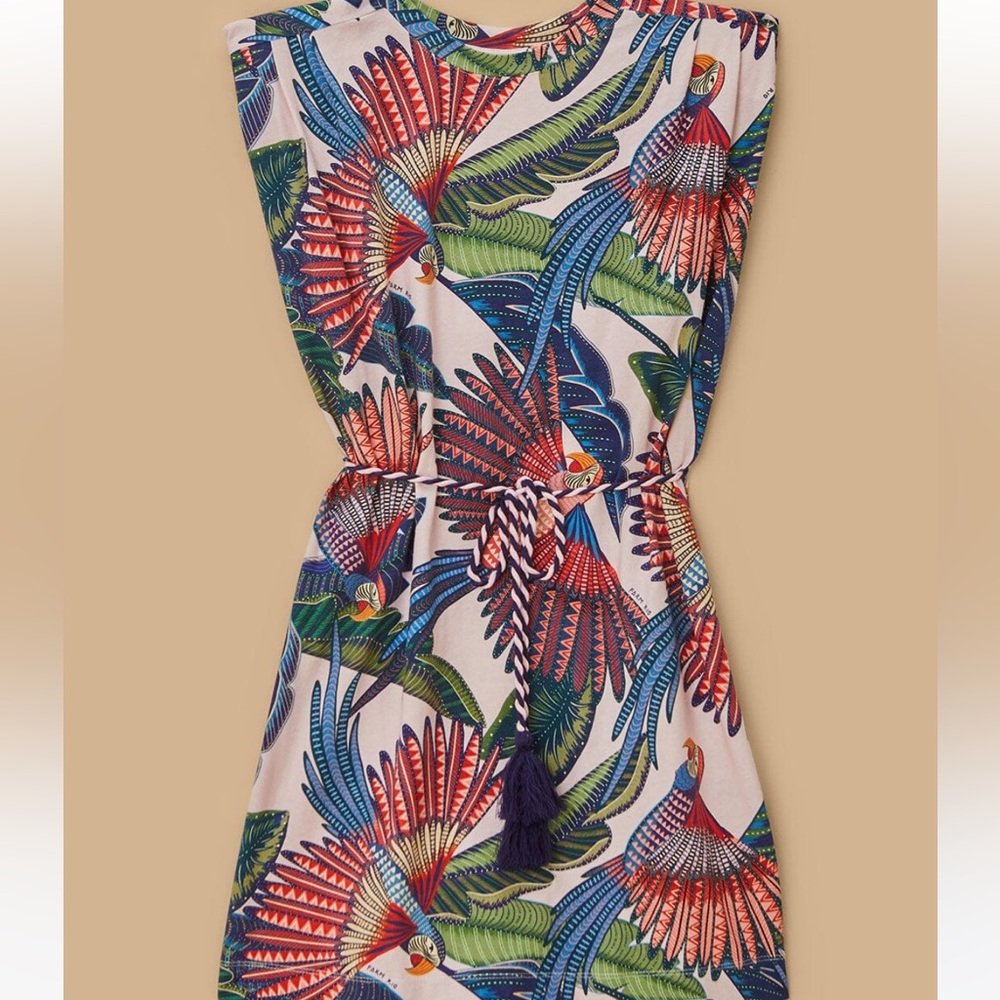 FARM Rio White Tropical Parrot Print Dress with Red, Blue & Green Accents - Picture 5 of 5